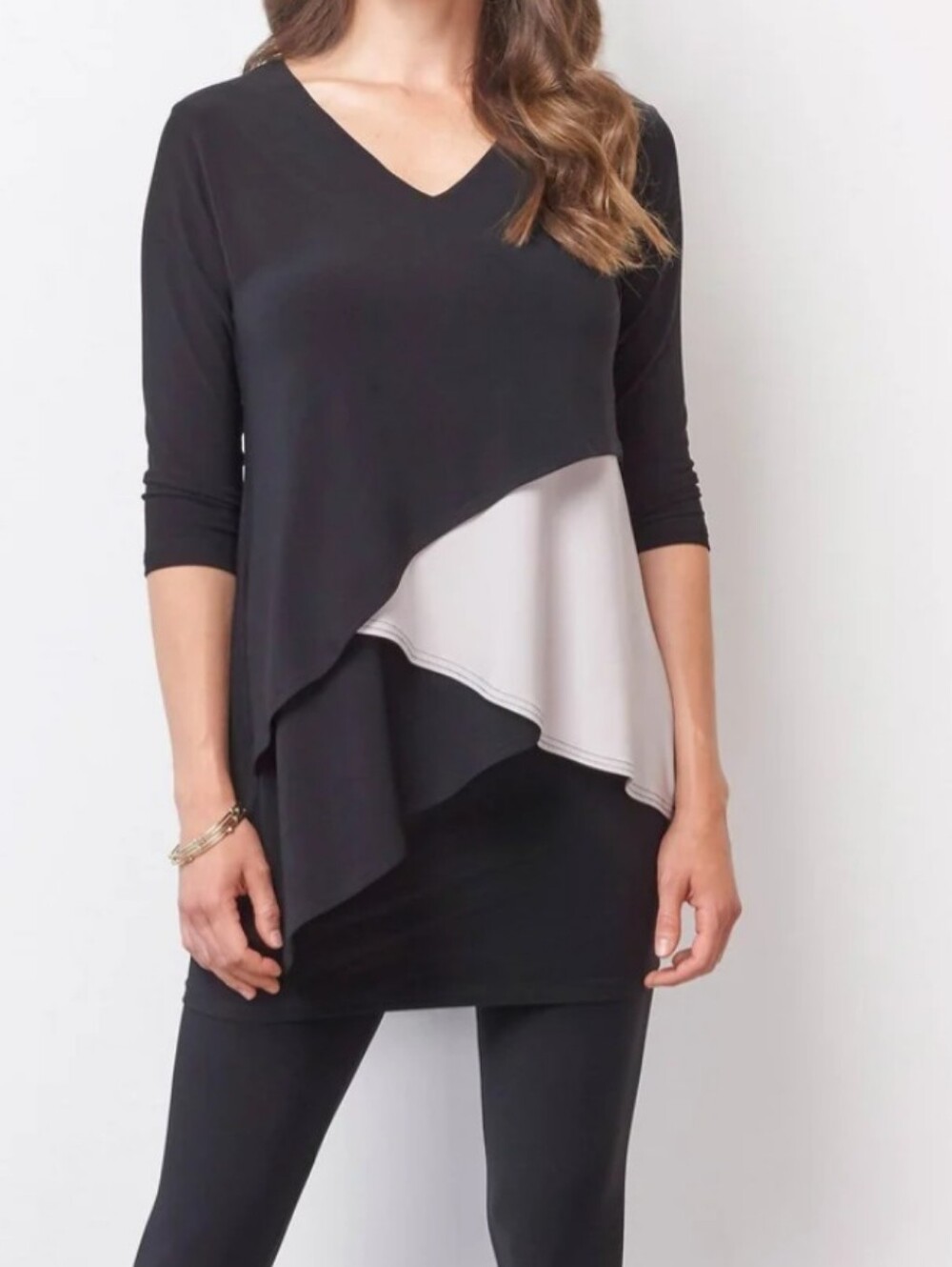 Sympli Tunic Matix Layer Asymmetrical Tunic Top Size 8
